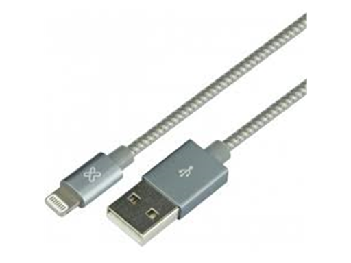 [87869] CABLE LIGHTNING KLIPX, TRENZADO 6.5 FT PARA IPHONE, GRIS (KAC-020GR)