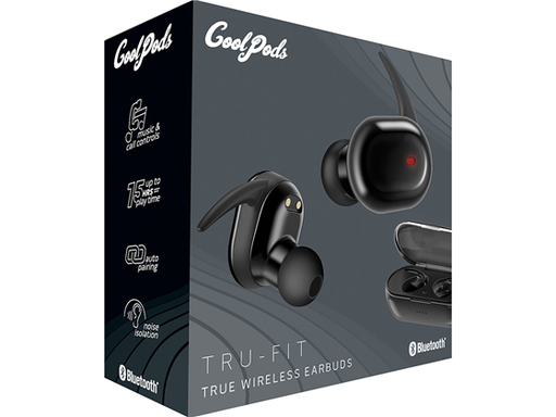 [89599] AUDIFONO COOLPODS TRU-FIT COBY, BLUETOOTH 5.0,ACTIVATE SIRI? AND GOOGLE ASSISTANT, SOUND STEREO, CAJA CARGADOR (CPETW654BK)