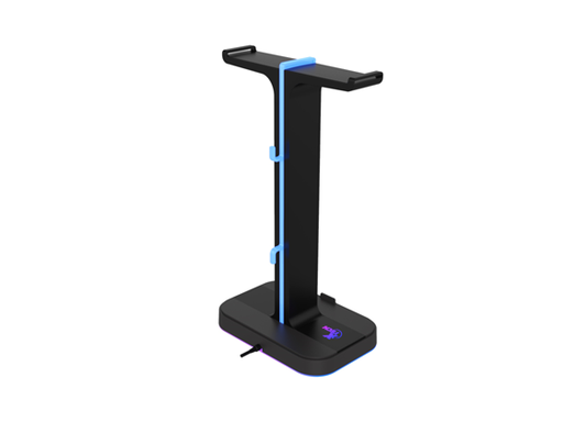 [91824] SOPORTE PARA AUDIFONO CON MICROFONO XTECH YUREI, 2 PUERTOS USB, LUZ RGB (XTH-690)
