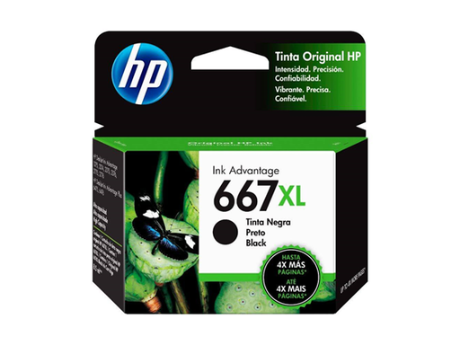 [89194] CARTUCHO HP 667XL - 3YM81AL  - NEGRO - 8.5ML - ALTO RENDIMIENTO - PARA IMPRESORA INK ADVANTAGE 1275 / 2375 / 2775 / 6475
