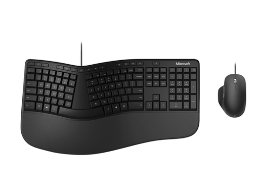 [93045] TECLADO MOUSE ERGONOMICO MICROSOFT ENG PARA NEGOCIOS, CON 3 FAVORITOS CONFIGURABLES Y TECLA DE EMOJI, COLOR NEGRO.