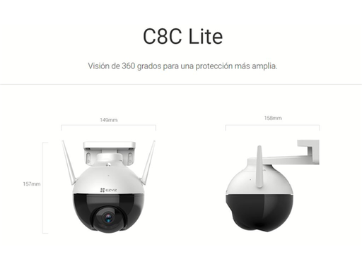 [92610] CAMARA PT EXTERIOR MARCA EZVIZ, MODELO C8C LITE, 256GB SD, (1920 X 1080P), DETECTOR DE MOVIMIENTO, IR 30MTS, IP65, WIFI 2.4GHZ, H.265, 6MM.