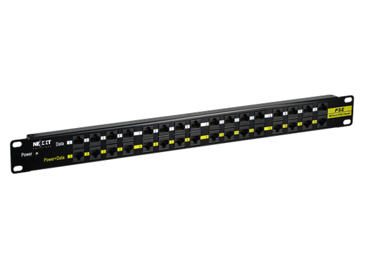 [78423] PATCH PANEL NEXXT CAT5E DE 16 PUERTOS POE, PASIVO 160W CON POWER SUPPLY (PCGPPPOE161014BK)