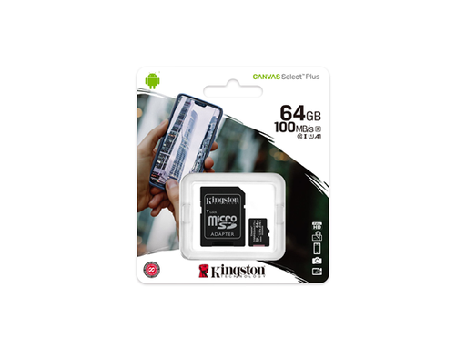 [88733] MEMORIA MICROSD 64GB KINGSTON, SDXC, CLASE 10 UHS-1, A1, INCLUYE ADATADOR SD.
