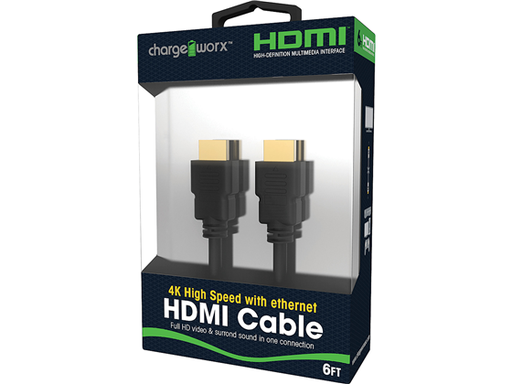 [82800] CABLE HDMI CHARGEWORX, 6FT, SOPORTA: 3D, 4K, ETHERNET, ARC, NEGRO.
