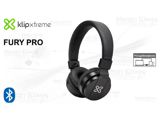 [94097] AUDIFONO CON MICROFONO KLIPX FURY PRO, BLUETOOTH, BATERIA RECARGABLE HASTA 16 HORAS DE REPRODUCCION, PLEGABLES, NEGRO (KHS-001BK)
