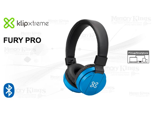 [94096] AUDIFONO CON MICROFONO KLIPX FURY PRO, BLUETOOTH, BATERIA RECARGABLE HASTA 16 HORAS DE REPRODUCCION, PLEGABLES, AZUL (KHS-001BL)
