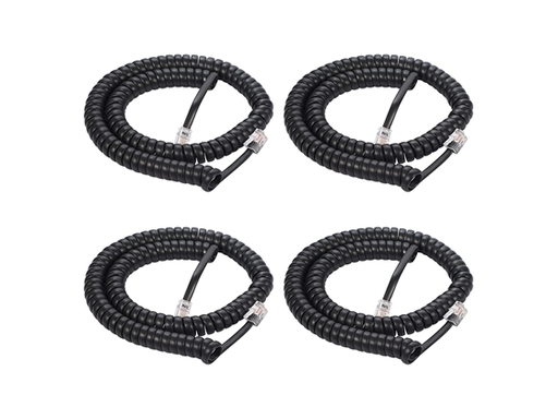 [94102] CABLE PARA TELEFONO, ESPIRAL, 1.4 PIE, NEGRO, PAQUETE DE 4