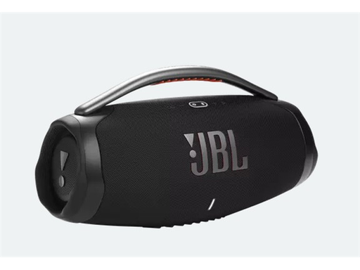 [94189] BOCINA JBL  BOOMBOX 3 BLUETOOTH 5.3, WATERPROOF IP67,1X80W RMS-SUBWOOFER + 2X40W RMS-MIDRANGE + 2X10W RMS-TWEETER (AC MODE) 1X60W RMS-SUBWOOFER + 2X30W RMS-MIDRANGE + 2X8W RMS-TWEETER (BATTERY MODE), 3.5 MM IMPUT, POWER BANK INCLUIDO, 9 DBM, PARTYBOOST, 24 HRS AUTONOMIA, COLOR NEGRO (BOOMBOX3BLKAM).