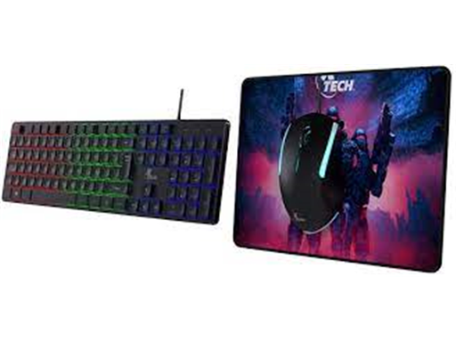 [94392] TECLADO MOUSE + MOUSEPAD COMBO GAMING XTECH, ESPAÑOL, 1200 DPI, RGB LED, NEGRO (XTK-535S)