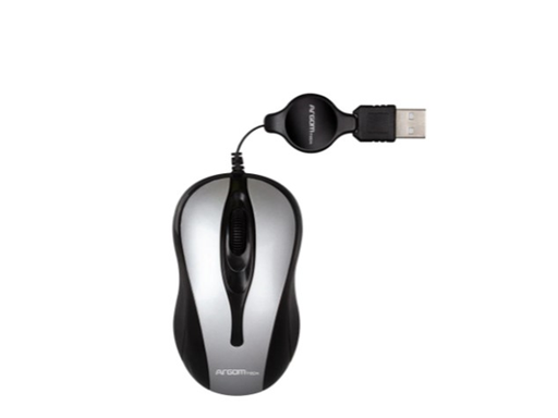 [94534] MOUSE ARGOM USB, RETRÁCTIL , RESOLUCIÓN 1000 DPI, PLUG & PLAY, AHORRO DE ESPACIO, RODILLO DE ALTA PRECISIÓN, DIMENSIONES 87 X 30 X 46 MM, GRIS (0008GR).
