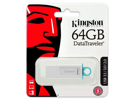 [94520] MEMORIA USB 64GB, KINGSTON DATA TRAVELER EXODIA, USB 3.2 (BLANCO CON ANILLO AZUL TRANSPARENTE)