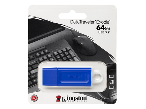 [94521] MEMORIA USB 64GB, KINGSTON DATA TRAVELER EXODIA, USB 3.2 (AZUL)