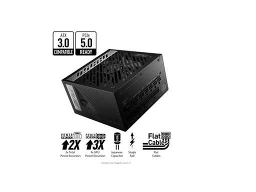 [94579] POWER SUPPLY MSI MPG A850G PCIE 5.0, 80 GOLD FULL MODULAR GAMING PSU, 12VHPWR CABLE, 4080 4070 ATX 3.0 COMPATIBLE, 850W