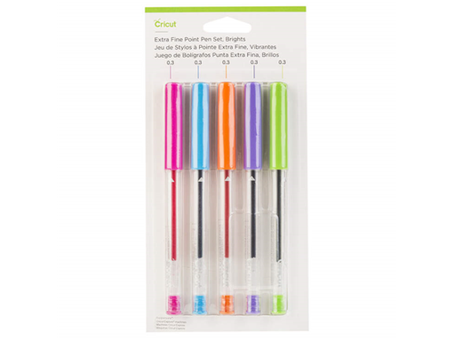 [94795] KIT DE BOLIGRAFOS CRICUT "BRILLO", PARA ESCRIBIR MENSAJES O FRASES IMPECABLES Y DIBUJE DISEÑOS INTRINCADOS CON UN TOQUE, DE PUNTA FINA(0,3) EN ROSADO, NARANJA, MORADO, VERDE Y AZUL. (2004504). COMPATIBLE CON CRICUT MAKER Y SERIE EXPLORE