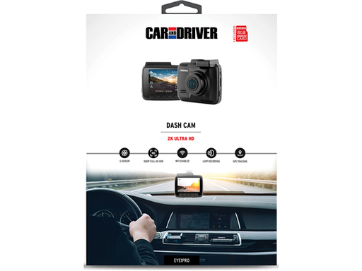 [94868] CAMARA DE TABLERO PARA VEHICULOS CAR AND DRIVER EYE1PRO, PÀNTALLA SMART RESOLUCION 2560 X 1440P 2K ULTRA HD/30FPS, GPS, G SENSOR, VISION NOCTURNA, DETECCION DE MOV., MODO PARQUEO WIFI, APLICACION EYE1PRO, ANGULO DE 130 GRADOS. (CDC632).