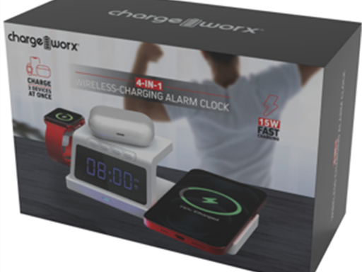 [94897] CARGADOR RELOJ ALARMA INTELIGENTE INALÁMBRICO CHARGEWORX CARGA MULTIPLE 3 EN 1  PARA SMARTPHONES, SMARTWATCH Y IPODS, CARGA RAPIDA 15W, LUZ DE CARGA, MONTAJE FELXIBLE, QI COMPATIBLE. COLOR BLANCO (CX5278WH)