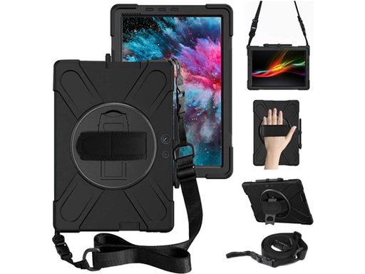 [94910] COVER DREAMERX PARA SURFACE PRO X 13", SOPORTE GIRATORIO 360, CORREA DE MANO, CORREA PARA EL HOMBRO, SOPORTE PARA BOLIGRAFO, CUERPO COMPLETO RESISTENTE A LOS GOLPES, NEGRO