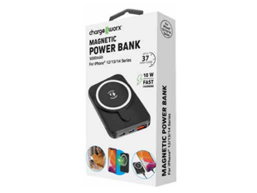 [94898] CARGADOR MOVIL (POWER BANK) CHARGEWORX, 5,000 MAH  DUAL USB, ENTRADA USB-C CARGA RAPIDA 10W, COMPATIBLE CON IPHONE 12, 13, 14 Y TELEFONOS INTELIGENTES COLOR NEGRO (CX6881BK)