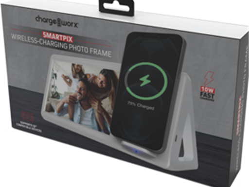 [94896] MARCO DE FOTOS CON CARGA INALÁMBRICO CHARGEWORX SMARTPIX PARA SMARTPHONES, CARGA RAPIDA 10W, FOTOS 4" X 6" LUZ DE CARGA. COLOR BLANCO (CX5277WH)