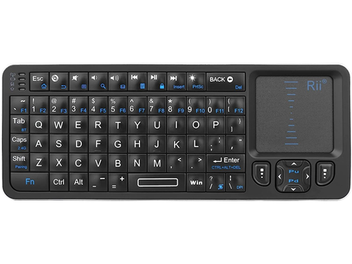 [95012] TECLADO MINI BLUETOOTH RII K06, BACKLIT, 2.4GHZ, TOUCHPAD, NEGRO