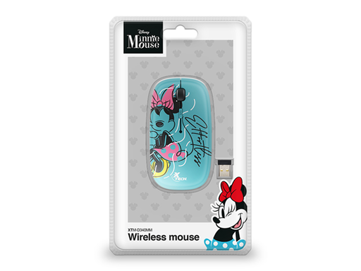 [95111] MOUSE XTECH DISNEY MINNIE MOUSE, WIRELESS, OPTICAL SCROLL USB, 4 BOTONES, 800/1200/1600 DPI, BATERIAS X2 AAA (NO INCUIDAS) (XTM-D340MM)
