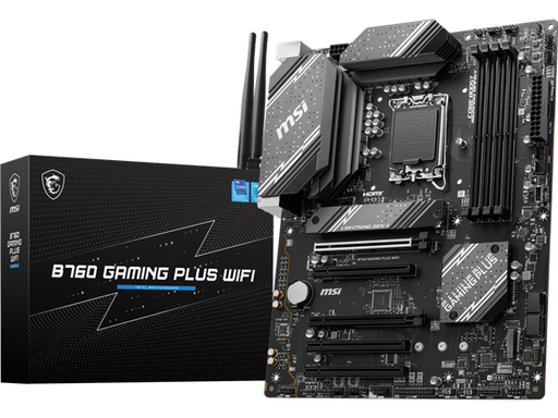 [95233] MB MSI B760 GAMING PLUS WIFI LGA 1700 (280) DDR5 ATX MOTHERBOARDS - INTEL, SATA 6GBPS, WI-FI 6E, BLUETOOTH 5.3, 7.1 HD AUDIO, PCIE 4.0 X16, 2.5G LAN