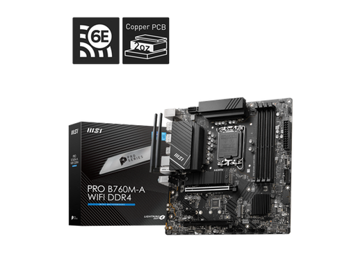 [95234] MB MSI MSI PRO B760M-A WIFI DDR4 LGA 1700 (INTEL 12TH&13TH GEN) SATA 6GB/S MICRO ATX MOTHERBOARD,WIFI 6,INTEL,2.5GB LAN