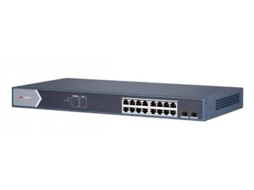 [93794] SWITCH 16 PUERTOS HIKVISION, NO ADMINISTRABLE, POE 16 × GIGABIT POE, 2 × GIGABIT SFP FIBER.