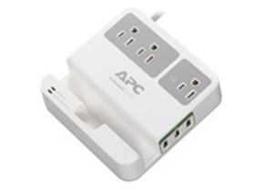 [75762] PROTECTOR REGLETA APC P3U3 SURGEARREST, 3 TOMACORRIENTES, 3 PUERTOS USB, ESTANTE PARA DISPOSITIVO INTELIGENTE. PROTECCIÓN BASICA CONTRA SOBRETENSIONES PARA ORDENADORES Y EQUIPOS ELECTRÓNICOS