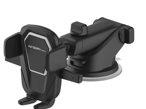 [95588] SOPORTE UNIVERSAL ARGOM PARA SMARTPHONES   TABLERO DE VEHICULO ONE TOUCH TELESCOPIC ARM, AJUSTABLE ROTACIÓN 360. (ARG-AC-0310BK)