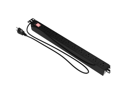 [95666] REGLETAS PARA RACK NEXXT 1U HORIZONTAL (PDU) 110V 9 SALIDAS, CABLE, PROTECCION DE 3 LINEAS 330V, 15 AMP, 125V AC, FILTRADO EMI/RFI