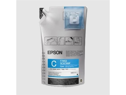 [95642] BOLSA DE TINTA EPSON ULTRACHROME T741220 CYAN 1 BOLSA DE 1000ML PARA F6200, F7200, F9370.