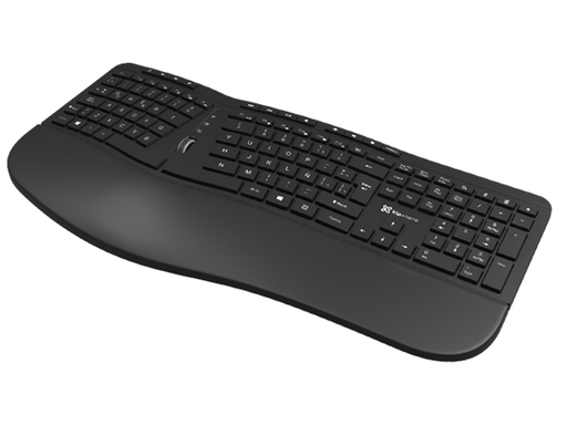 [95819] TECLADO MOUSE KLIPX ERGONOMICO TRANSCEND, WIRELESS, TECLAS MULTIMEDIA, SCROLL, 125 TECLAS, ESPAÑOL, (KBK-530S)