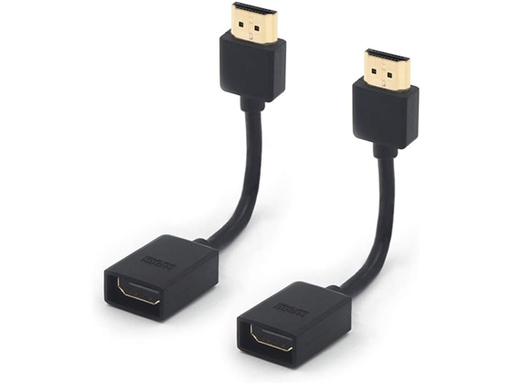 [96091] CABLE HDMI VCE, 5", MACHO A HEMBRA, 4K, NEGRO, PAQUETE DE 2