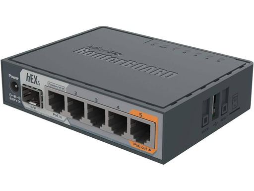 [96197] ROUTER HEX MIKROTIK RB760IGS, 5 PORT 10XGIGABIT ETHERNET, USB, MICROSD, PASSIVE POE, 1X SFP