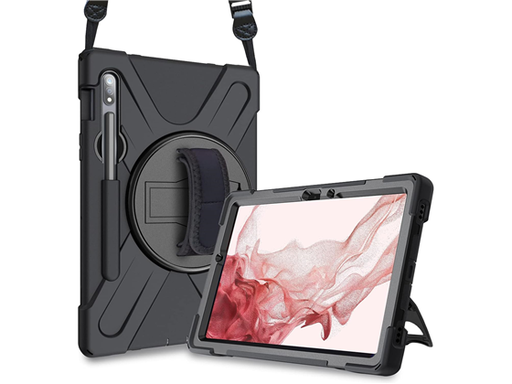 [96277] COVER PARA SAMSUNG GALAXY TAB S8 2022 / TAB S7 2020 11", CON SOPORTE PARA S PEN, SOPORTE GIRATORIO, RESISTENTE A LOS GOLPES, NEGRO