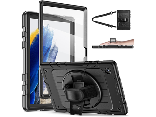[96449] COVER TIMECITY PARA SAMSUNG GALAXY TABLET A8 10.5" 2022, PROTECTOR DE PANTALLA, SOPORTE PARA MANO/CORREA PARA EL HOMBRO, NEGRO