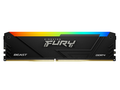 [96438] MEMORIA 8GB (1RX8GB) KINGSTON, P/DESKTOP, 3200MT/S DDR4 CL16 DIMM FURY BEAST RGB. NON-ECC UNBUFFERED DIMM 16-18-18, 1.35V, 288-PIN
