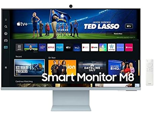 [96493] MONITOR SAMSUNG 32" M80C SMART MONITOR 4K UHD (3,840 X 2,160) STREAMING TV, USB-C ERGONOMIC STAND, SLIMFIT CAMERA. HDR10+, HDMI PORTS: 3, USB: 2, USCB-C: 2, BLUETOOTH, WIFI, USB-C CHARGING POWER 65W. M8 DAY LIGHT BLUE