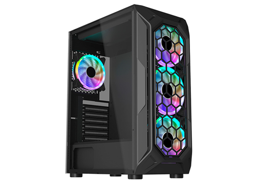 [96550] CASE GAMING ZENITH 600, MID TOWER - CRISTAL TEMPLADO, 1X USB 3.0, 2X USB 2.0, 3 ABANICOS RGB FRONTAL Y PARTE POSTERIOR INCLUIDOS, FILTRO DE POLVO MAGNETICO, NO POWER SUPPLY, NEGRO (CP-CA-1013)