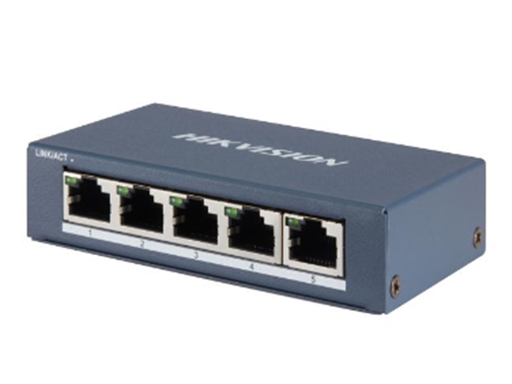 [96585] SWITCH 5 HIKVISION, NO ADMINISTRABLE, 5 PUERTOS ETHERNET DE 10/100/1000 MBPS GIGABIT CARCASA METÁLICA