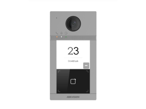 [96575] VIDEOPORTERO MARCA HIKVISION IP 2 MP, LLAMADA Y APERTURA REMOTA DESDE APP HIK-CONNECT, POE, EXTERIOR IP65 + ANTIVANDALICO IK08, 1 DEPARTAMENTO, APERTURA CON TARJETA, SOPORTA 2 PUERTAS Y HASTA 6 MONITORES