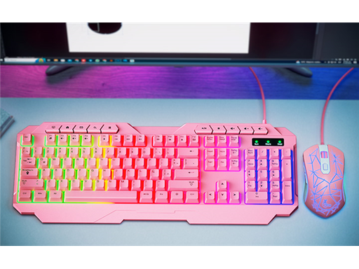 [96606] TECLADO MOUSE XTECH MIRANA GAMING, ESPAÑOL, 3600 DPI, RGB LED, PINK (XTK-540S)