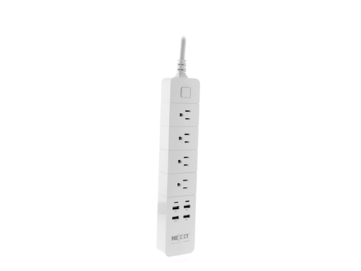 [96635] REGLETA SMART WIFI 110V NEXXT, 4 ENTRADAS + 4 ENTRADAS USB, PROGRAMABLE PARA ENCENDIDO Y APAGADO POR SOFTWARE, ALERTA POR APLICACIÓN Y AGENDA DE USO. (NHP-E610)