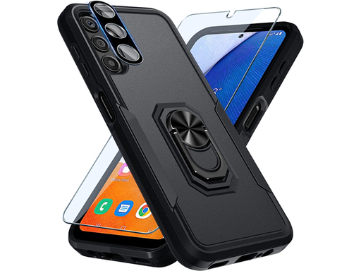 [96674] COVER PARA SAMSUNG GALAXY A14, A PRUEBA DE CHOQUES, INCLUYE PROTECTOR DE PANTALLA, KICKSTAND, NEGRO MATTE