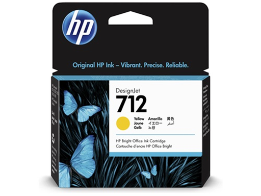 [89937] CARTUCHO HP 712 - 3ED69A - YELLOW - 29ML - PARA IMPRESORA DESIGNJET STUDIO / T210 / T230 / T250 / T630 / T650