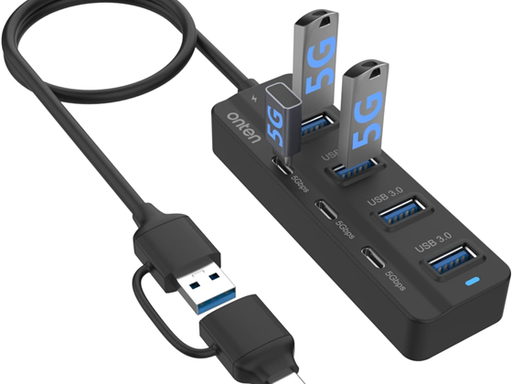 [96962] HUB USB/USB-C ONTEN, 7 PUERTOS, 4X USB 3.0, 3X USB-C 5GBPS, NEGRO