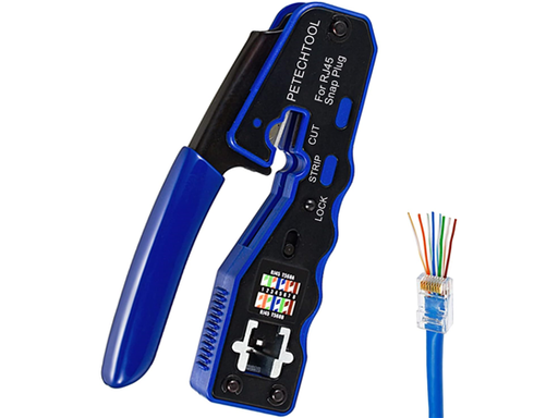 [97077] CRIMPING TOOL PETECHTOOL, RJ45, HERRAMIENTA DE ENGARZADO ETHERNET DE CONECTOR MODULAR CAT6A CAT6 CAT5 CAT5E 8P8C