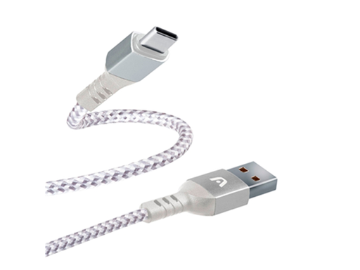 [104589] CABLE TIPO-C A LIGHTNING ARGOM, 6 PIES, PD CARGA RAPIDA, NYLON TRENZADO, FLEXIBLE, BLANCO.